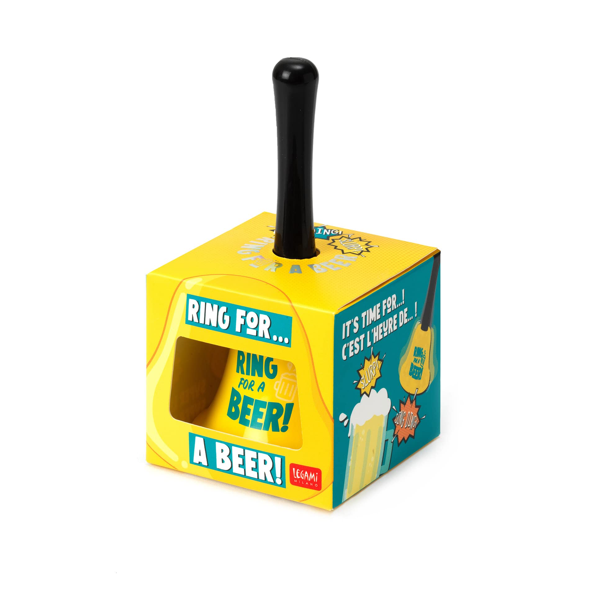 Legami - Campanella Ring for Beer, Impugnatura ergonomica, Ø 7,5 cm, Tema Beer, BEL0002