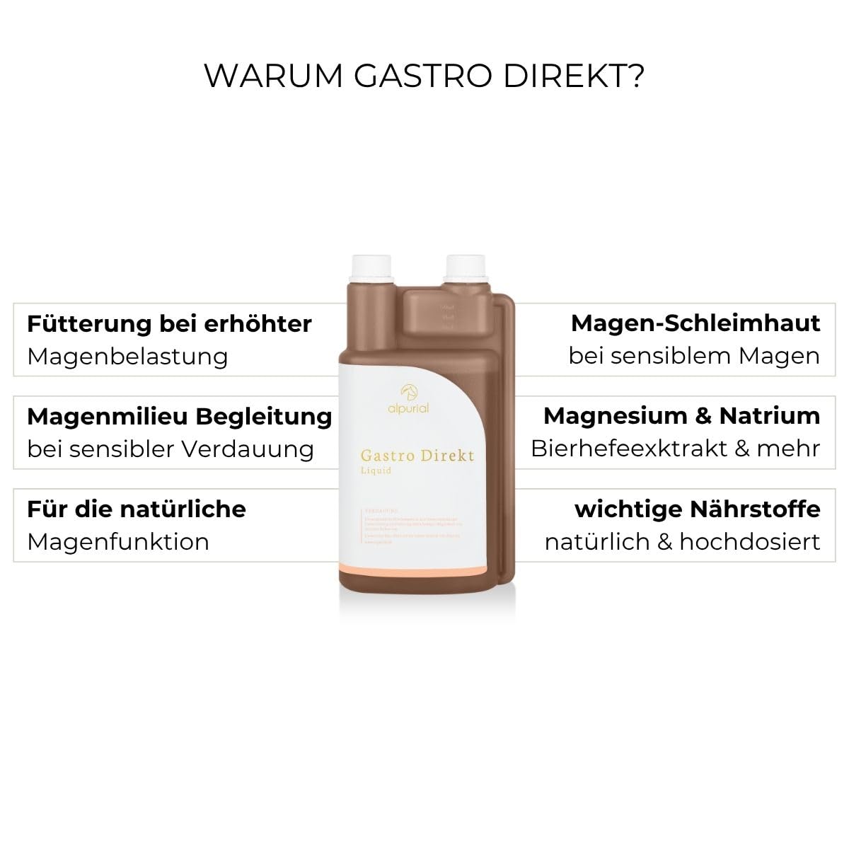 Gastro Direkt - Ergänzungsfuttermittel für Pferde - von Tierärzten entwickelt - flüssig bei sensibler Verdauung - mit Pektin, Bierhefeextrakt, Magnesium & Natrium - ADMR-konform (1 Liter)