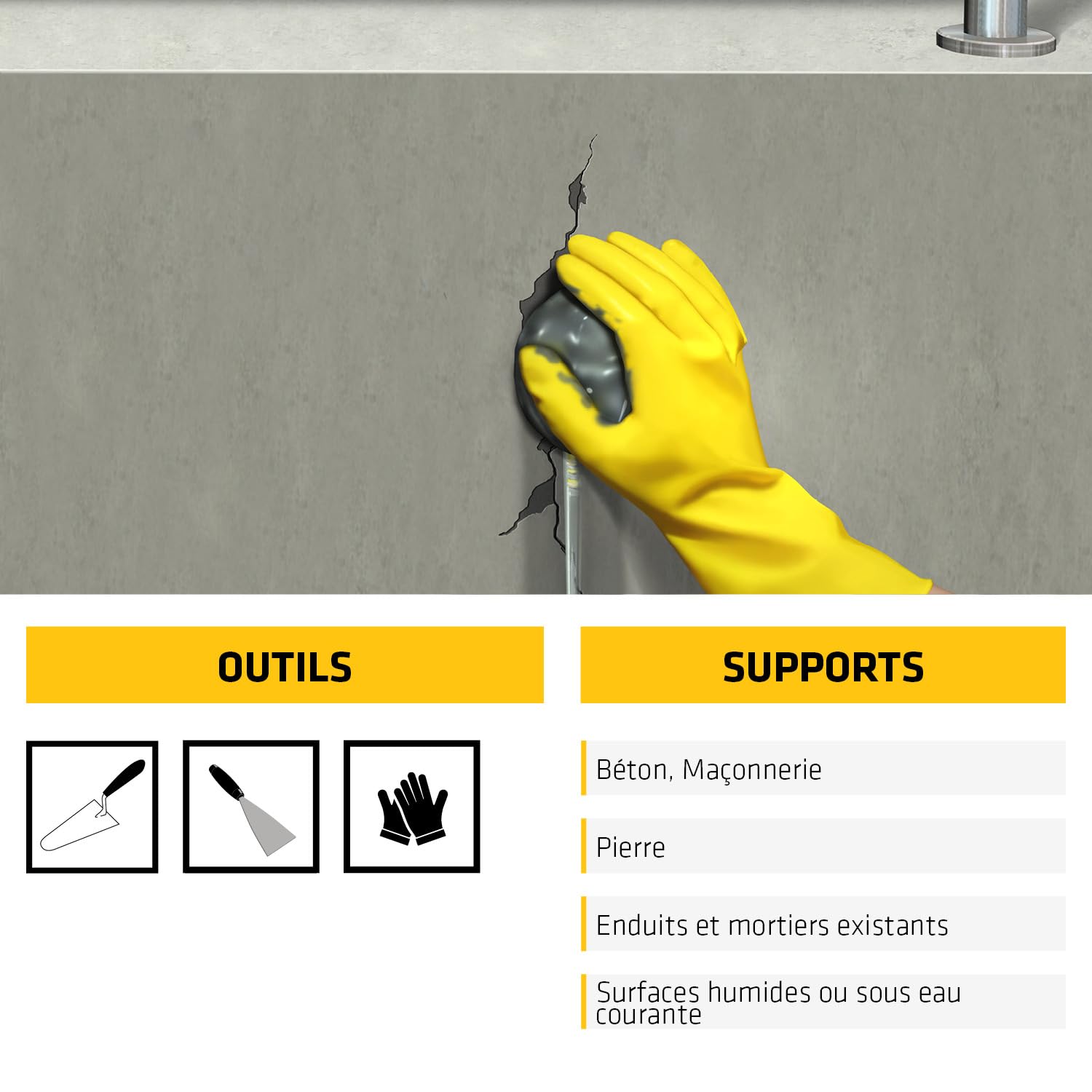 SIKA - Mortier anti-fuites prise rapide - Sika Mortier Rapide - 5kg | Stoppe fuites et infiltrations d’eau - Petits scellements - Prise très rapide - Prêt à gâcher - Multi-supports