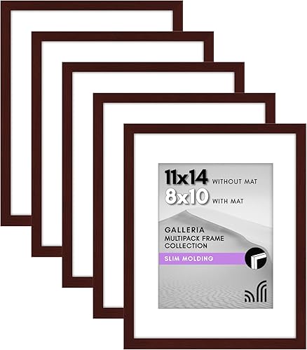 Vista 604 de Americanflat Portarretratos de 5 x 6 pulgadas con plexiglás pulido, juego de 5 portarretratos de 2 x 3 pulgadas con paspartú o para fotos de 5 x 6