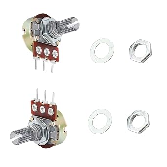 16Pcs 1K Linear Taper Rotary Potentiometer 15mm Knurled Shaft 3 Pin B Type Carbon Film Variable Resistors WH148 Potentiometer for Volume Control Amplifier Audio Applications