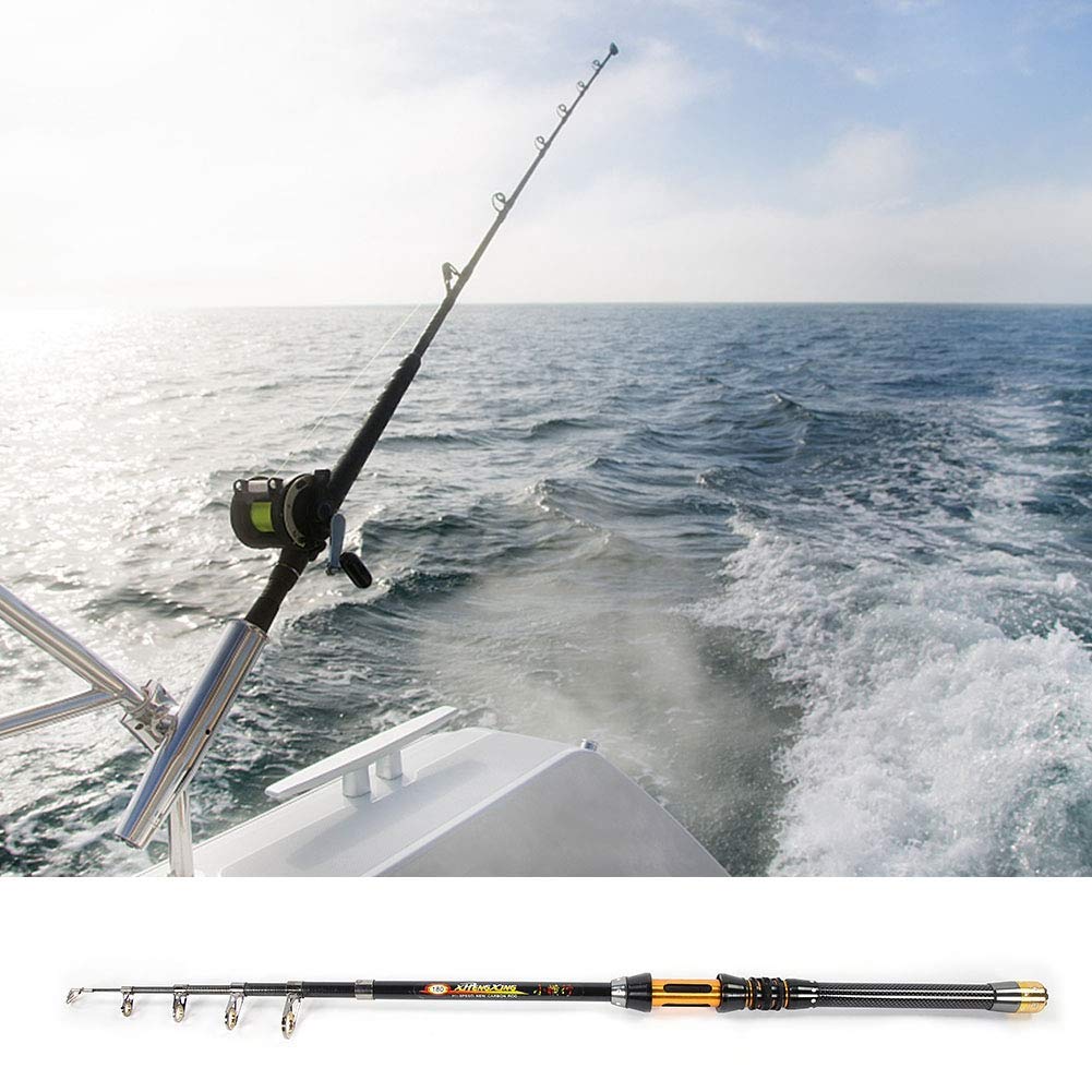 Canna da Pesca Telescopica 1.8M in Carbonio con Anelli in Ceramica per Mare e Lago Pesca Sportiva Outdoor Portatile Compatta