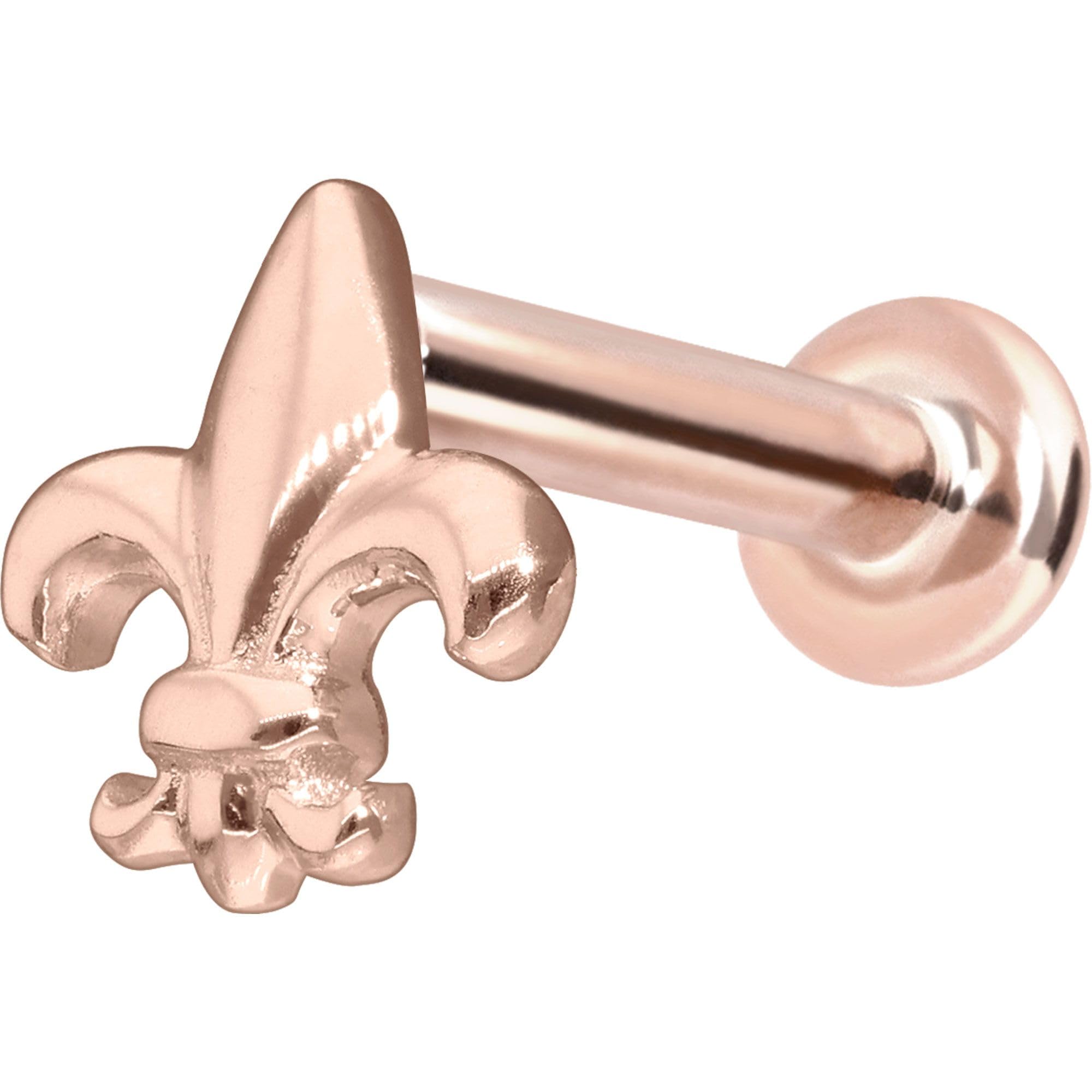 PIERCINGLINE Piercing Stecker 14 Gold Labret mit Innengewinde LILIE 585er Gold - Roségoldfarben, Goldfarben, Silberfarben