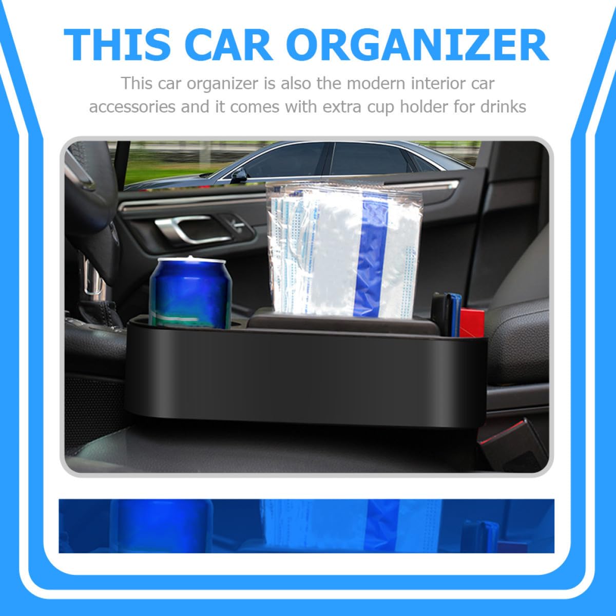 Organizador de Artículos Diversos Automóvil 2 Pcs Abs Negro