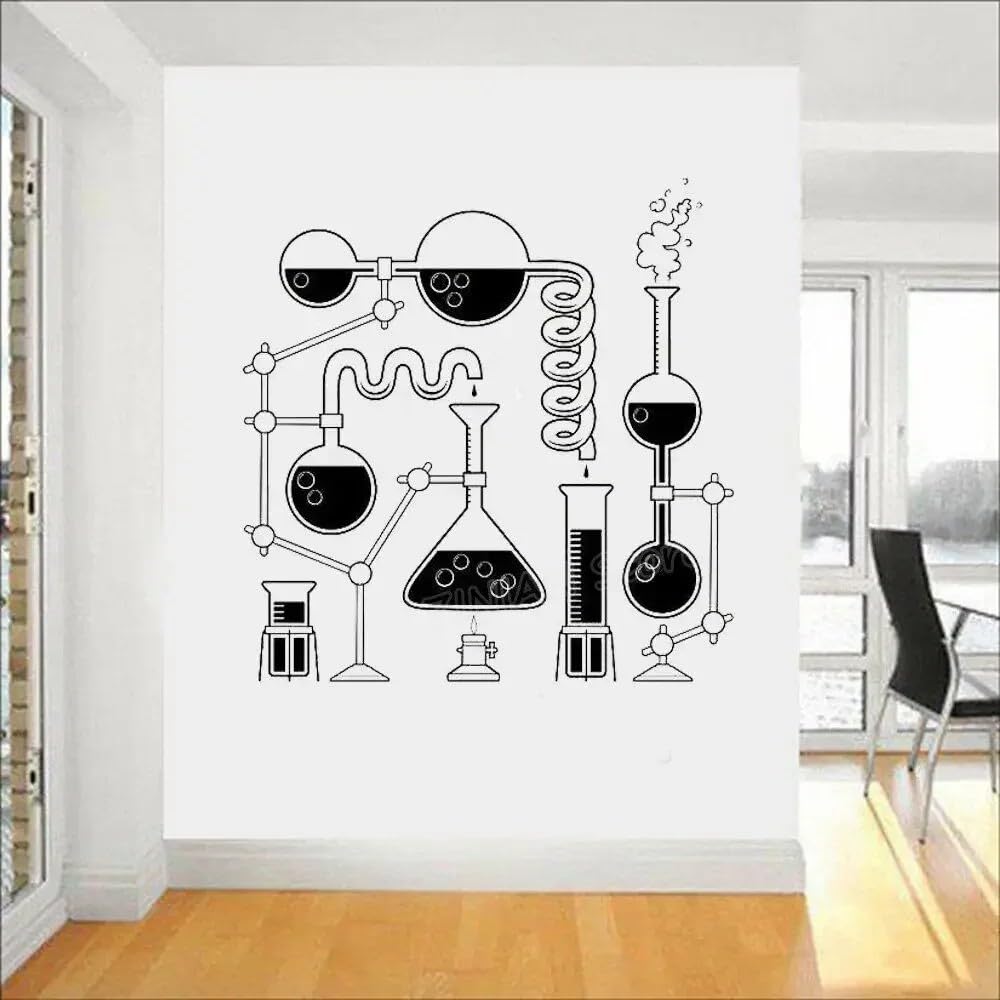 Science Beakers Wall Art Stickers for Bedroom Removable Funny E on Decals Scientist Chemistry Vinyl Decal Wallpaper 56X57 Cm