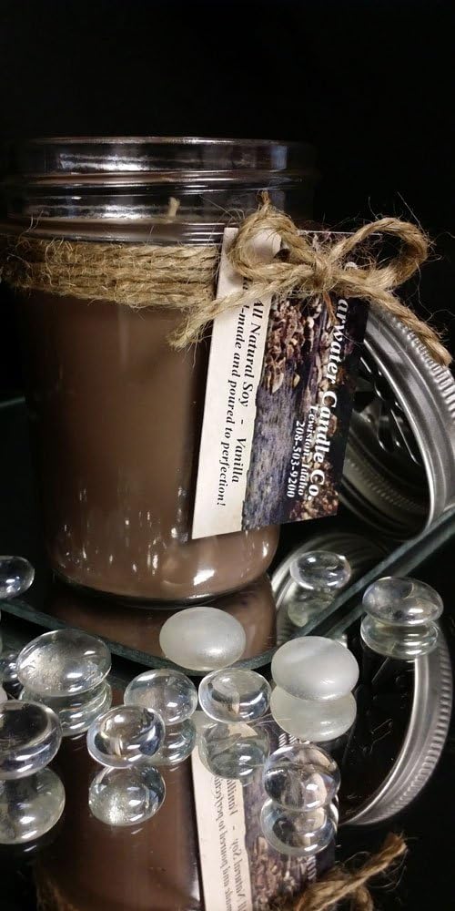 Gift Collection, 8oz Brandied Pear, Yellow, 8oz Vanilla, Brown, and 8oz Buttercream, Yellow, Scented Soy Candles, with Recycled Wood Holder, Set of 1