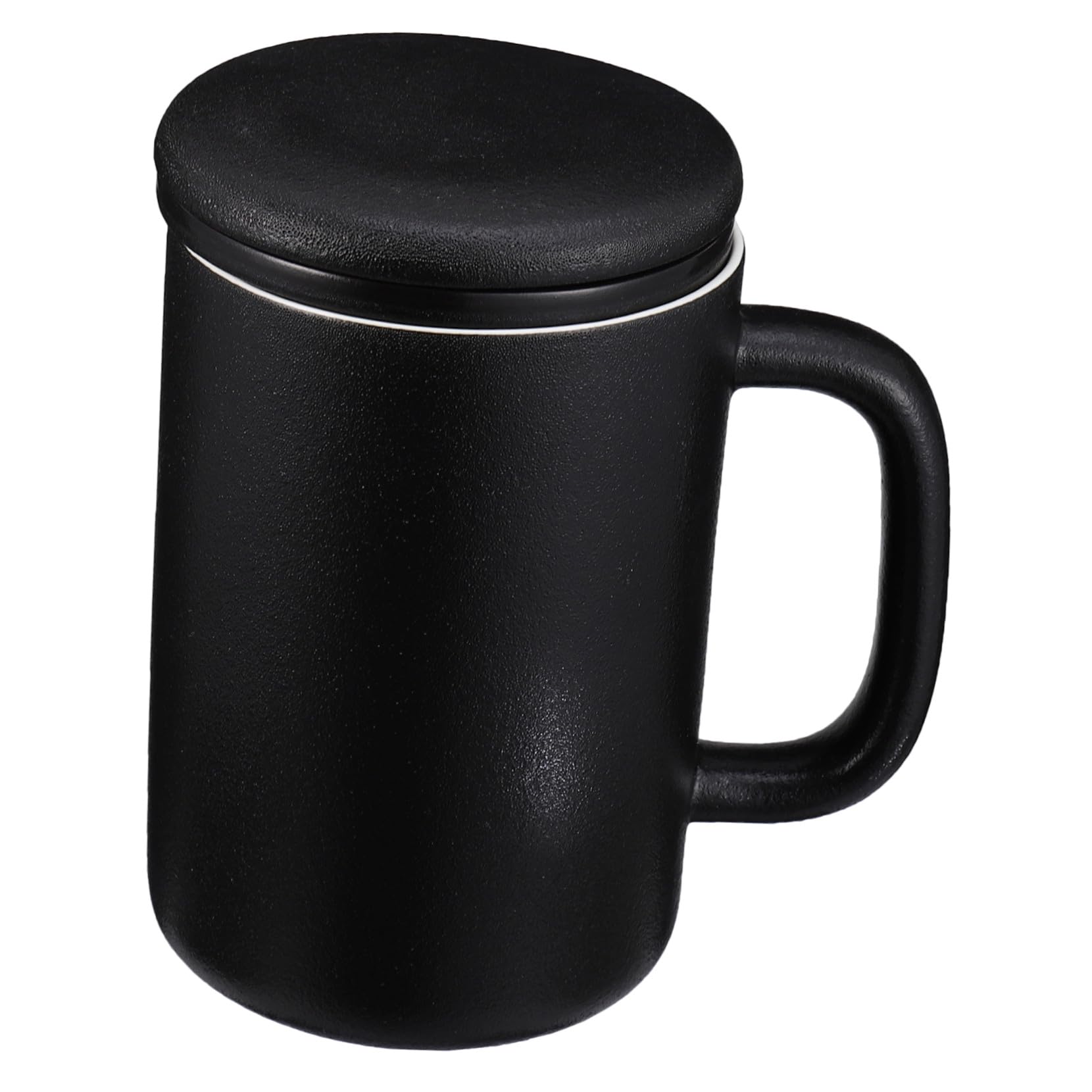 Hohopeti Keramik Teebecher mit Sieb, 400ml, Modern, Schwarz