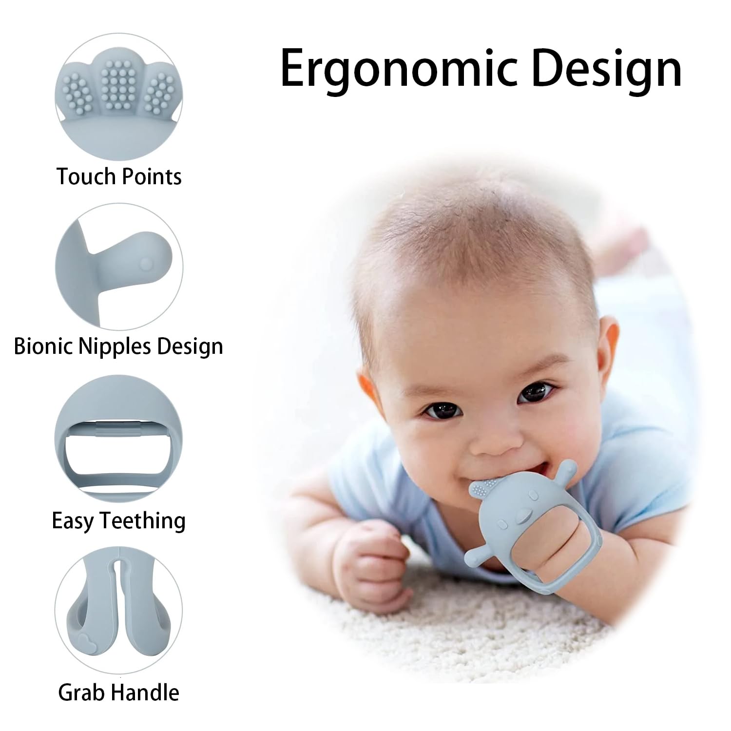 2 Pack Baby Teething Toys, Teether for Baby Silicone Mitten Teething Toys for Babies Newborn Teethers Toys 0-3-6-12 Months - Image 3