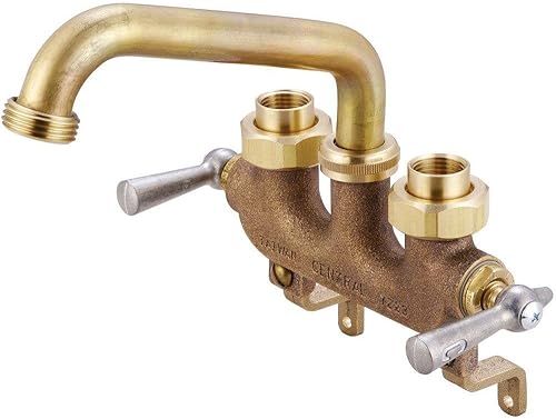 Central Brass 470 Grifo de dos canillas para lavandería de calidad comercial para montaje en pared de fácil instalación