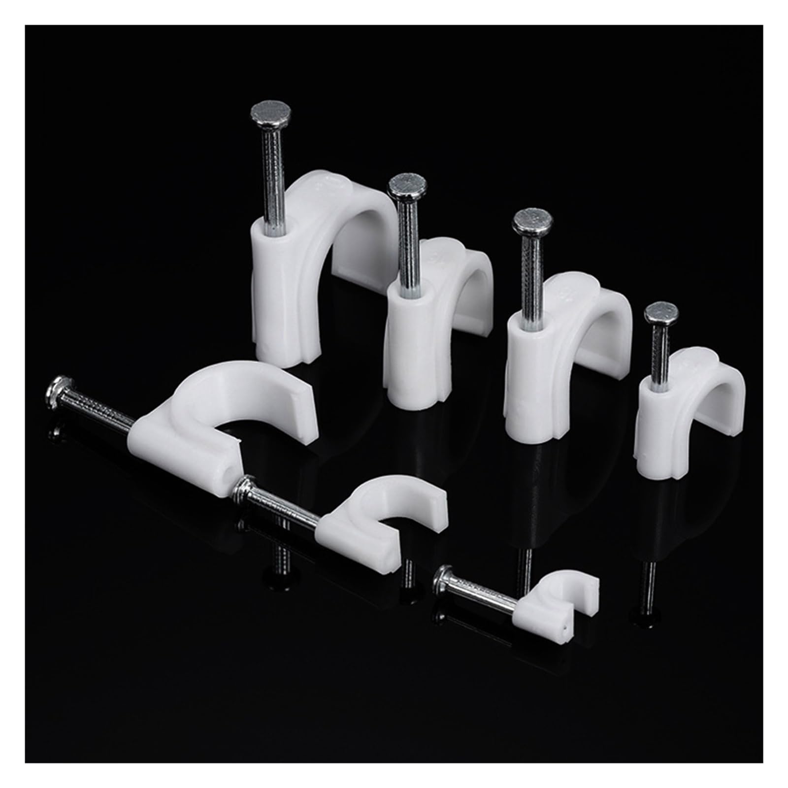 Clips de câble à clouer, 100 pièces, clips fil ronds 4mm, 6mm, 8mm, 10mm, support cravate cordon gestion câbles(10mm)