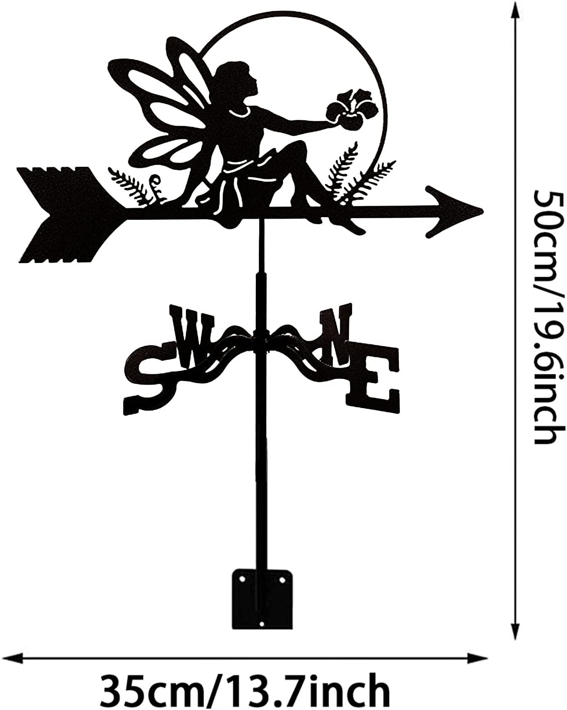 Fairy Reaper Metal Weathervane Garden Weather Vane with Roof Mount Roof Garden Decorations for Outdoor Farm Yard Garden Gazebo