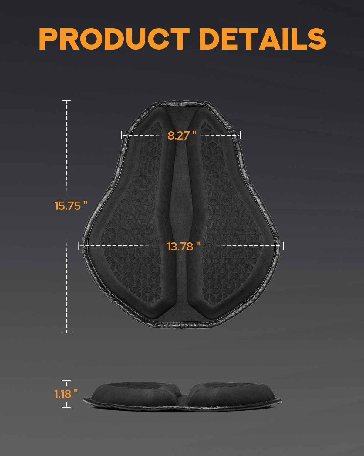 PBYMT Motorcycle Seat Cushion with Set Cover, Motorcycle Gel Seat Pad Large Shake Rider Cushion 3D-Honeycomb Structure TPE Shock Absorption and Breathable for Long Rides