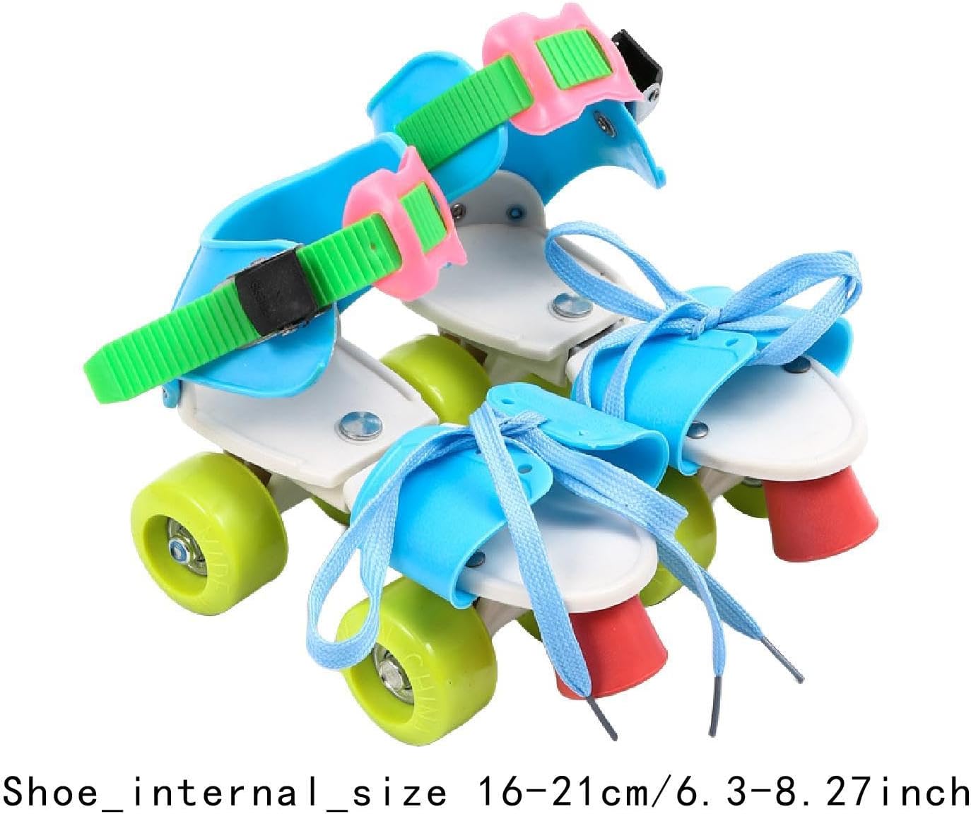 Adjustable Roller Skates for Kids Double Row Four Wheels Inline Quad Skates for Children, Colorful Blue