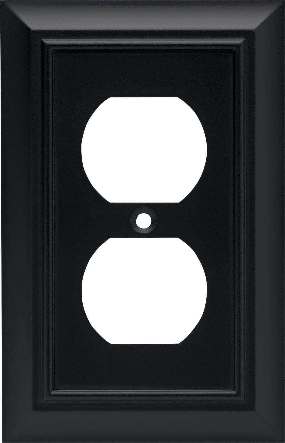 Franklin Brass 64218 Architectural Single Duplex Outlet Wall Plate / Switch Plate / Cover, Flat Black, Packaging May Vary