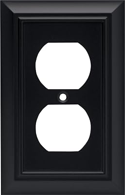 Franklin Brass Architectural (1-Pack) Outlet Covers Matte Black 1-Gang Wall Plate Single Duplex Switch Plates Electrical Guard 64218