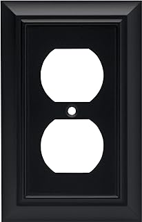 Franklin Brass Architectural (1-Pack) Outlet Covers Matte Black 1-Gang Wall Plate Single Duplex Switch Plates Electrical Guard 64218