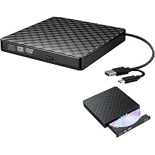 External USB 3.0 & USB-C CD DVD Drive Portable DVD Burner Reader
