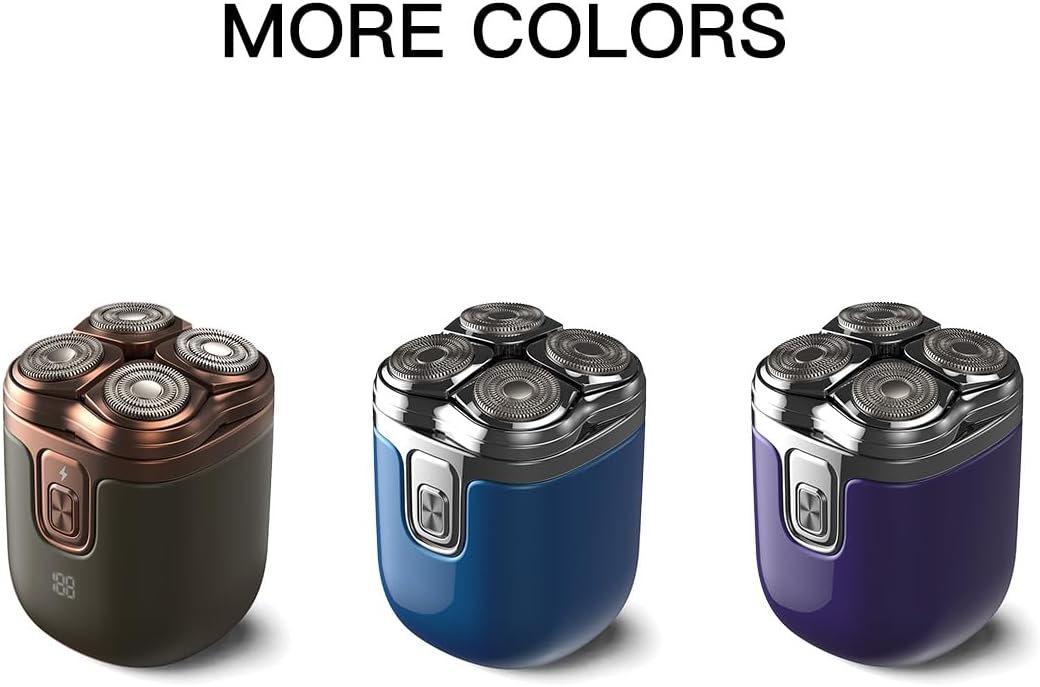 4-Blade Rotary Shaver for Men - Waterproof Electric Razor for Head Shaving & Face, Wet/Dry USB-C Rechargeable with LED Display, Detachable Trimmer Heads for Bald Men & Sensitive Skin