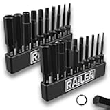 Hex Bit Set, Railer 20-PC Hex Head Allen Wrench Screwdriver SAE & MM Hex Bit Set. S2 Steel Impact Driver 2
