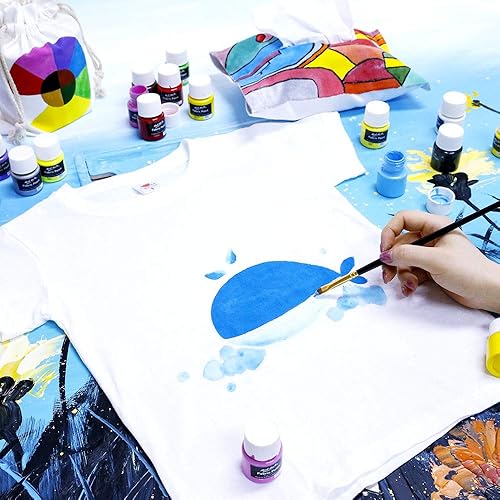 Miniatura 10 de Mont Marte  Juego de pintura de tela  8 piezas x 20 ml  Pinturas textiles permanentes de colores  ideal para ropa, bolsas y todos los tejidos