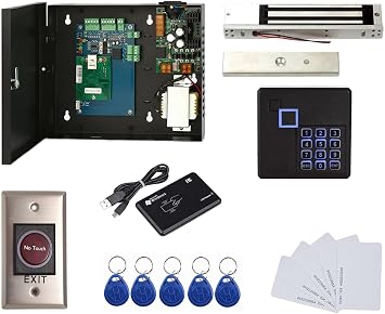 1 Door Access Control Board System 600lbs Electromagnetic Lock Infrared No Touch Exit Button RFID Keypad Reader 110240V Power Supply Box USB Enroll Reader,Phone APP remotely Open Door