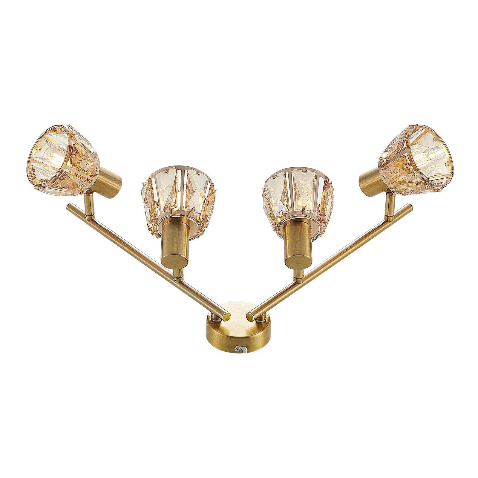 Lindby Clear, Brass Ceiling Light Kosta Dimmable (Modern) In Gold Made Of Metal For E.g. Living Room & Dining (4 Light Sources, E14) From Floodlight Spotlight