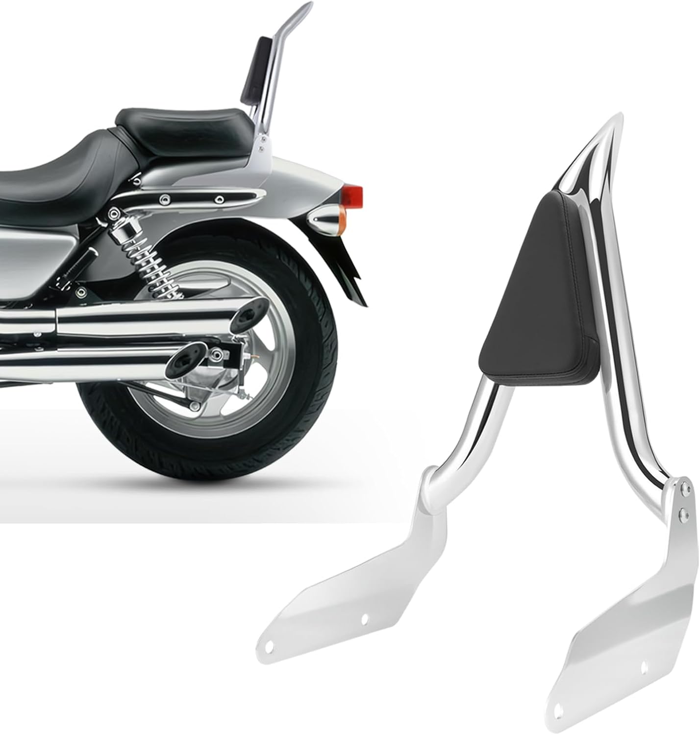 Detachable Backrest Sissy Bar Compatible with Honda Magna VF750 1994-2003 VF250 1995-2006 Chrome