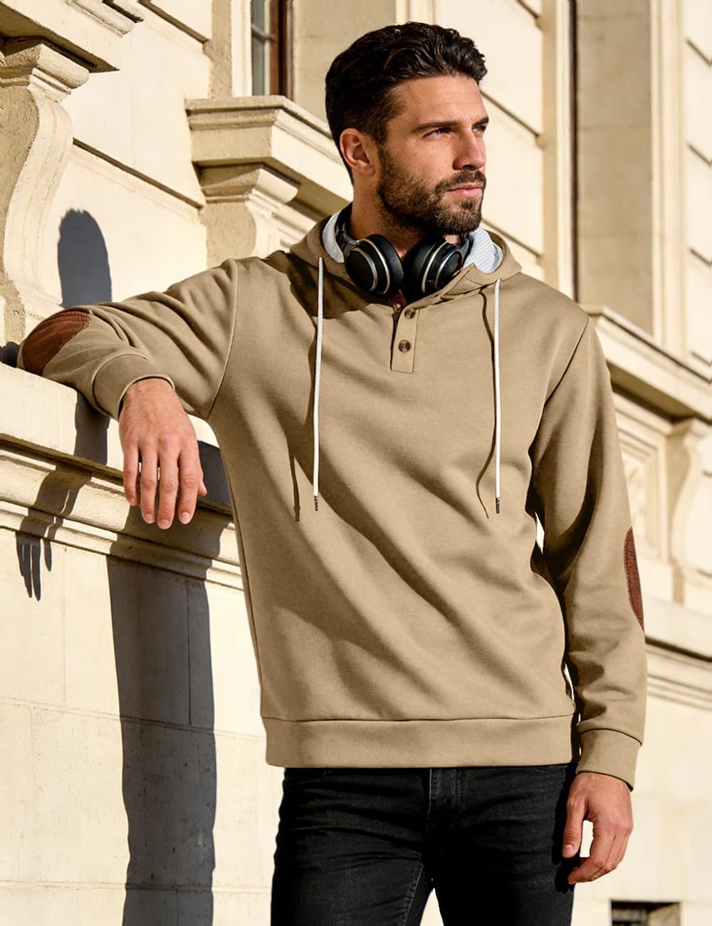 Men's Casual Hoodies Sweatshirts Fashion Long Sleeve Soft Fashion Pullover Hoodie Loose Fit drawstring Hooded - Image 2