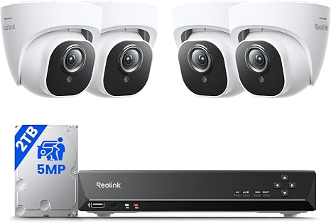 REOLINK Smart 5MP 8CH Home Security Camera System, 4pcs Wire