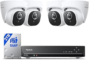 Reolink 5MP 8-Channel Home Security Camera System with 4 Wired PoE Cameras and 2TB HDD