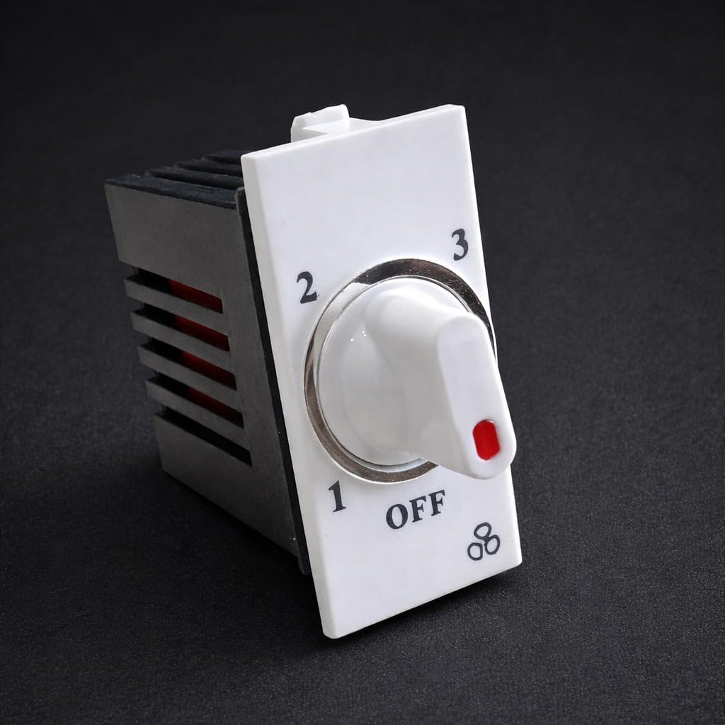 SEER 4 Step Modular Fan Regulator, Smooth Speed Control, White, Fan Speed Controller for Home & Office