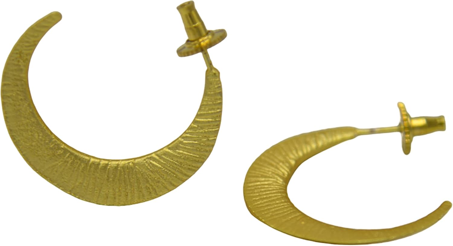 DeKulture Crescent Moon Hand Hammered Brass Stud Earring Jewelry For Women