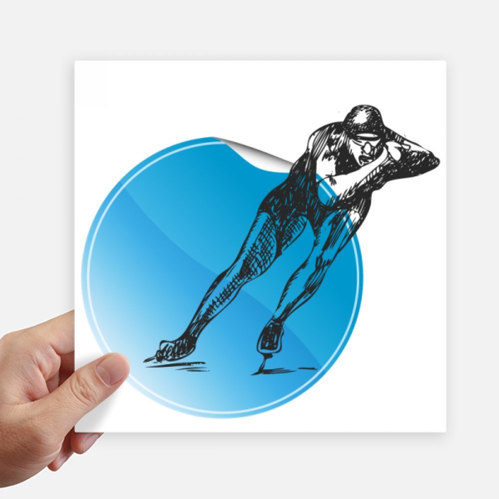 Sticker Patinage Bleu Aquarelle pour décorer une valise ou un ordinateur portable
