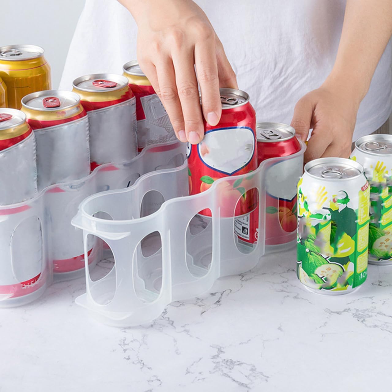 Garneck Fridge Drink Can Organizers 3pcs Soda Can Organizer for Refrigerator Plastic Can Rack Kitchen Can Organizer Beer Supply Can Holder