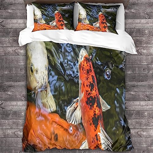 Housse de couette carpe koï king size en microfibre douce avec taies - 4