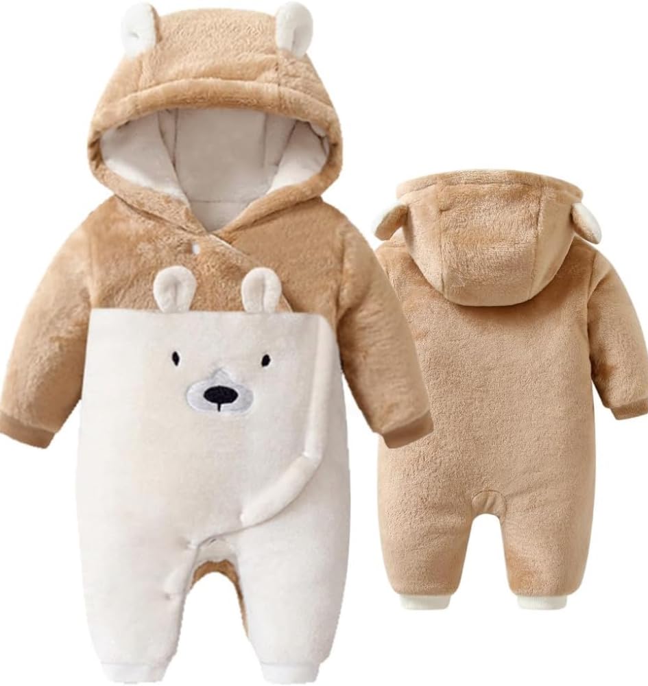 Traje de Nieve de Invierno para bebé, Mameluco de Oso, Mono cálido con Capucha, Mono, Abrigo Infantil, Prendas de Vestir para niño y niña