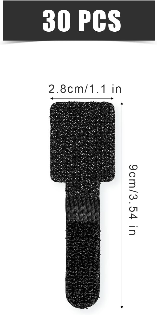 KINBOM 30pcs Adhesive Cable Ties, Black Double Coated Tissue Tape Zip Tie Loop Wire Organizer Adhesive Mounts with Strong Fixation for Home Office