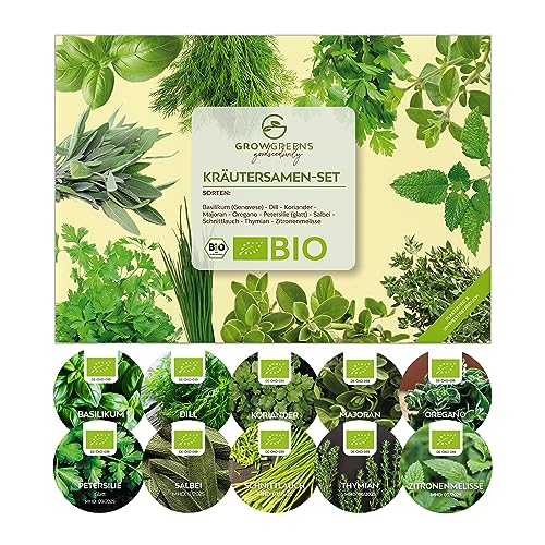 BIO Kit de graines d'herbes aromatiques à planter - Set d'herbes aromatiques à faire pousser de culture biologique idéal pour le jardin aromatique… (Set de 10 herbes)