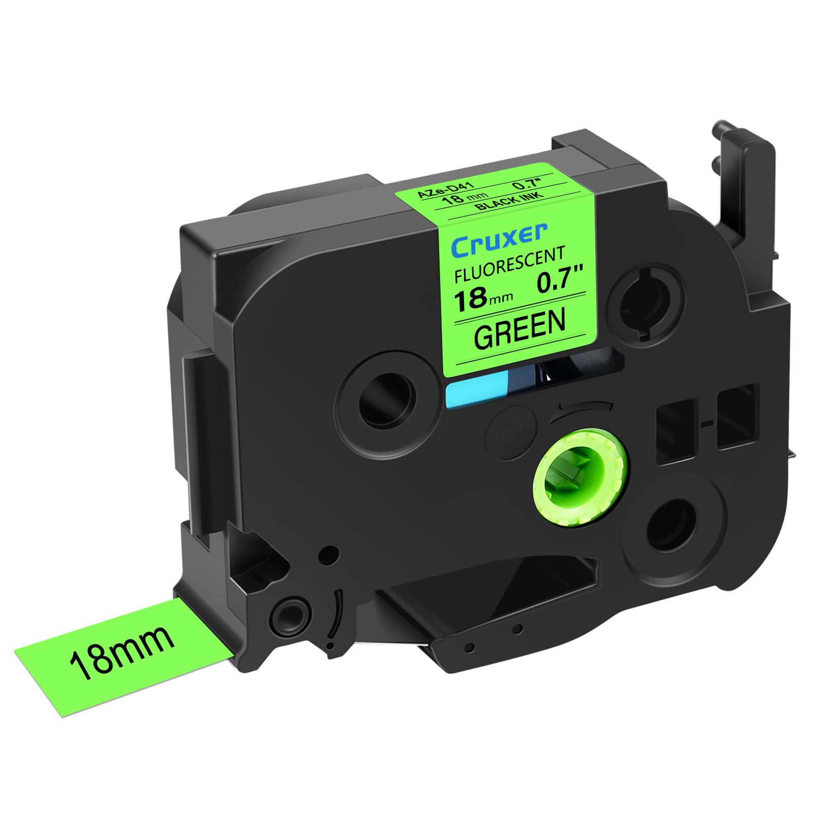 Cruxer 20er-Pack Kompatibel mit P-touch TZe-D41 18 mm Schwarz auf Grün | TZeD41 Fluoreszierendes Laminiertes Etikettenband Ersatz für Ptouch PT-1300 2030 300 D400AD E500 E550W Etikettendrucker