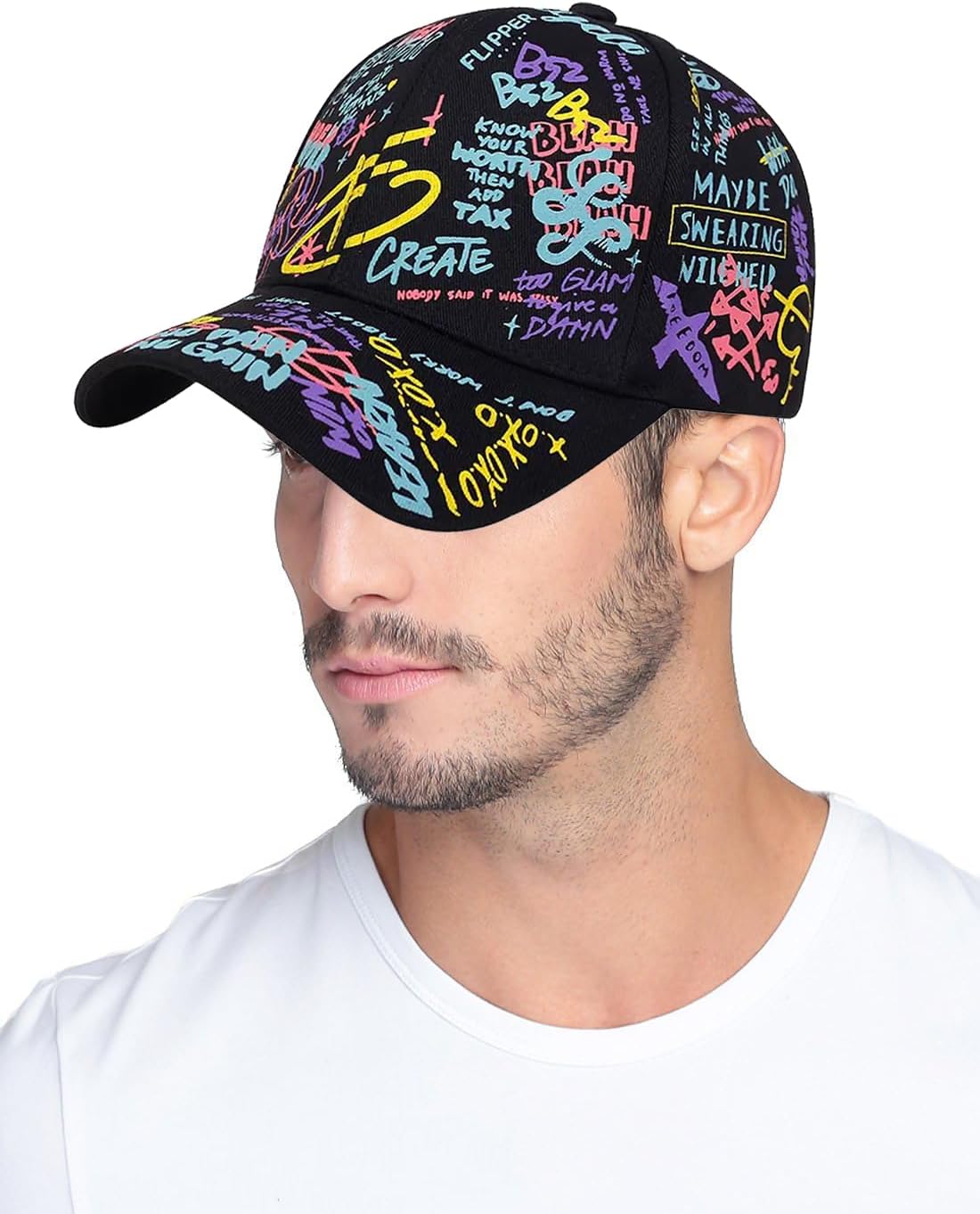 Graffiti Baseball Cap, Unisex Baseball Cap Adjustable Cotton Graffiti Doodle Sport Caps for Men Women - Image 2