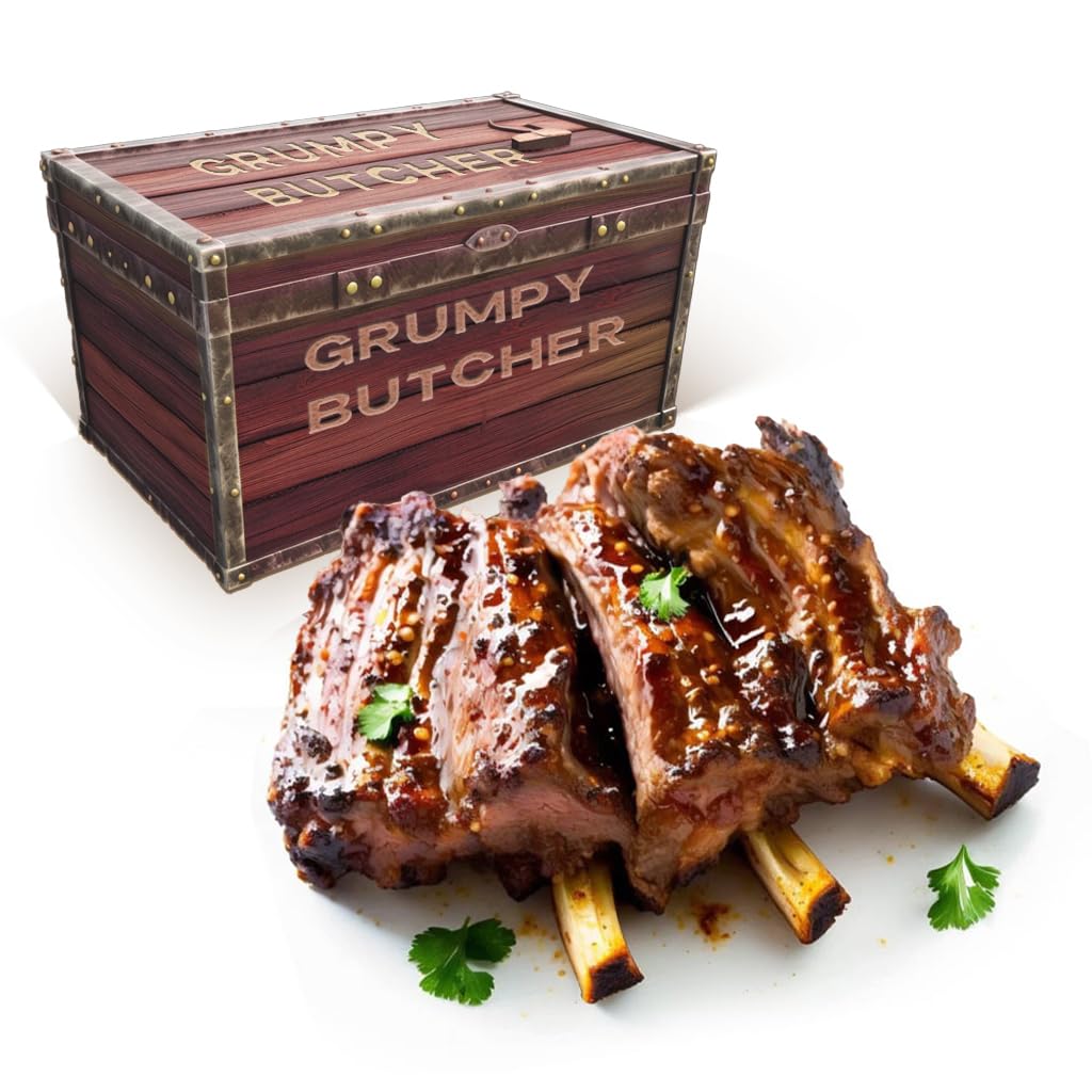 Grumpy Butcher Braised Wagyu Beef Short Ribs, 2 pack (1.5 lb each) - Fully-cooked Sous Beef Short Ribs Bone In - With Grumpy Butcher Gift Packages Specials Option