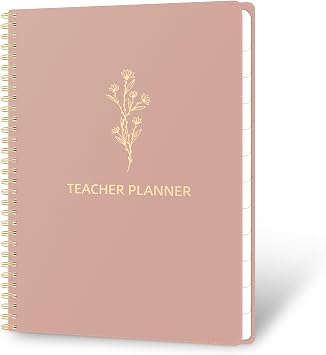 Teacher Planner Undated 12-Month Academic Organizer with Calendar & Weekly Lesson Plans, Student Info, Checklists & School Events Classroom Management Notebook for Teachers, 8.5x11.5 Rose Gold