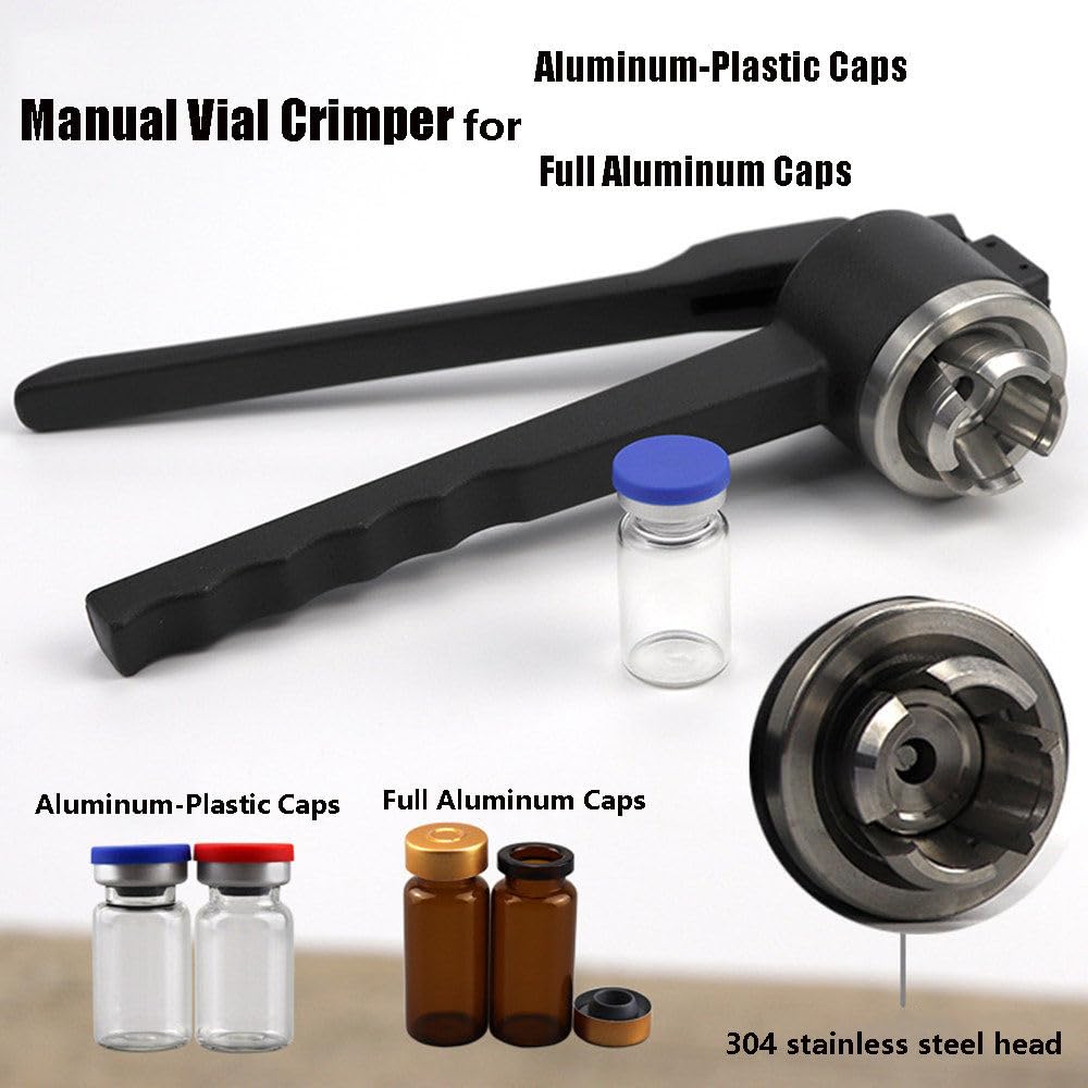 Crimpadora De Viales Abatible De 20 Mm, Crimpadora Manual De Viales, Herramienta para Crimpar Tapas De Botellas De Acero Inoxidable, Crimpadora Manual De Viales De Aluminio 20mmB