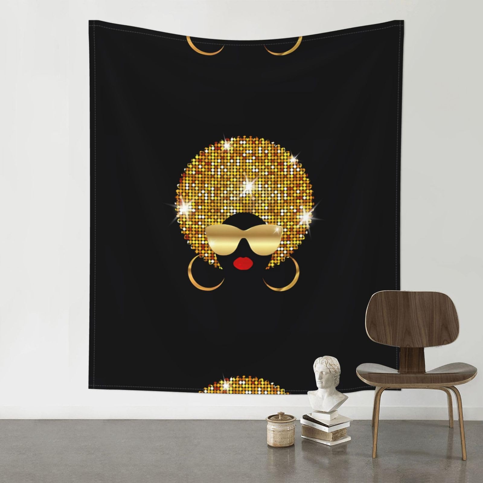 WHJSSF Cute African Woman Prints Wall Tapestry 60x51in - Boho Decor Throw for Bedroom, Dorm, Picnic & Outdoor Adventures