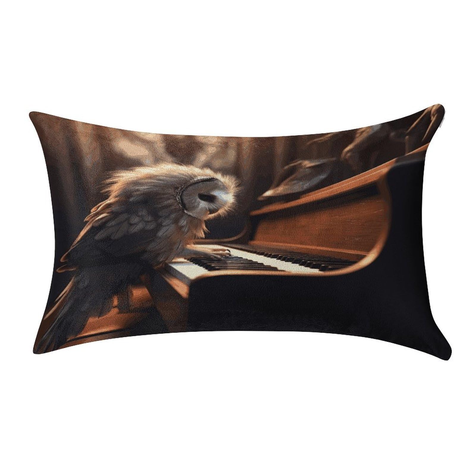 MUSM Owl Plays Piano Pillow Case 12"X20" Luxury Velvet Throw Pillow Cover Fade Resistant Cozy Soft Pillowcases Pillow Protector Pillow Shams Lumbar Pillow Shells for Home&Gifts
