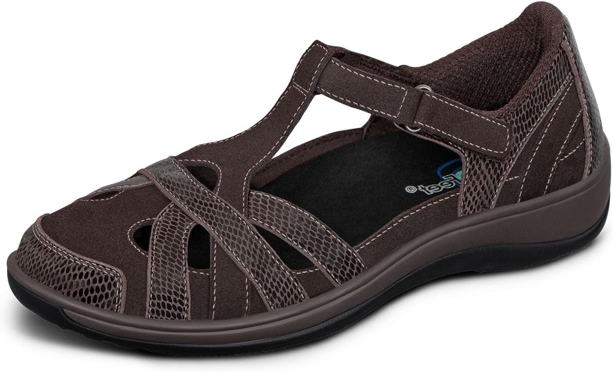 Orthofeet Women's Orthopedic Leather Juno Closed-Toe Sandals