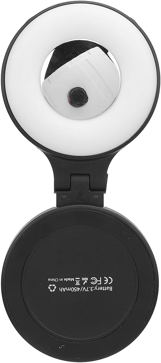 Phone Selfie Light with 1/4 Inch Screw Hole, Magnetic Stepless Dimming Fill Light 2500K to 8500K, Portable LED Ring Light for Live Streaming and Photography (Black)