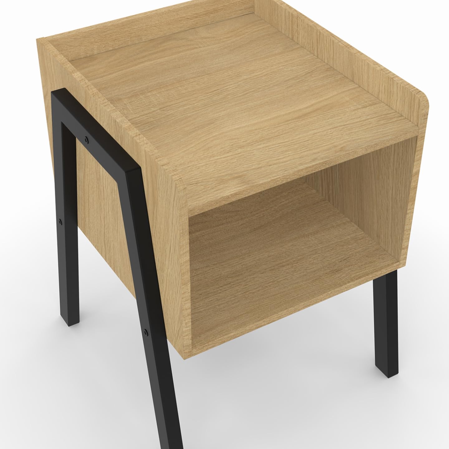 IDMarket - Lot de 2 Tables de chevets DALAT Bois et Pieds métal Noir
