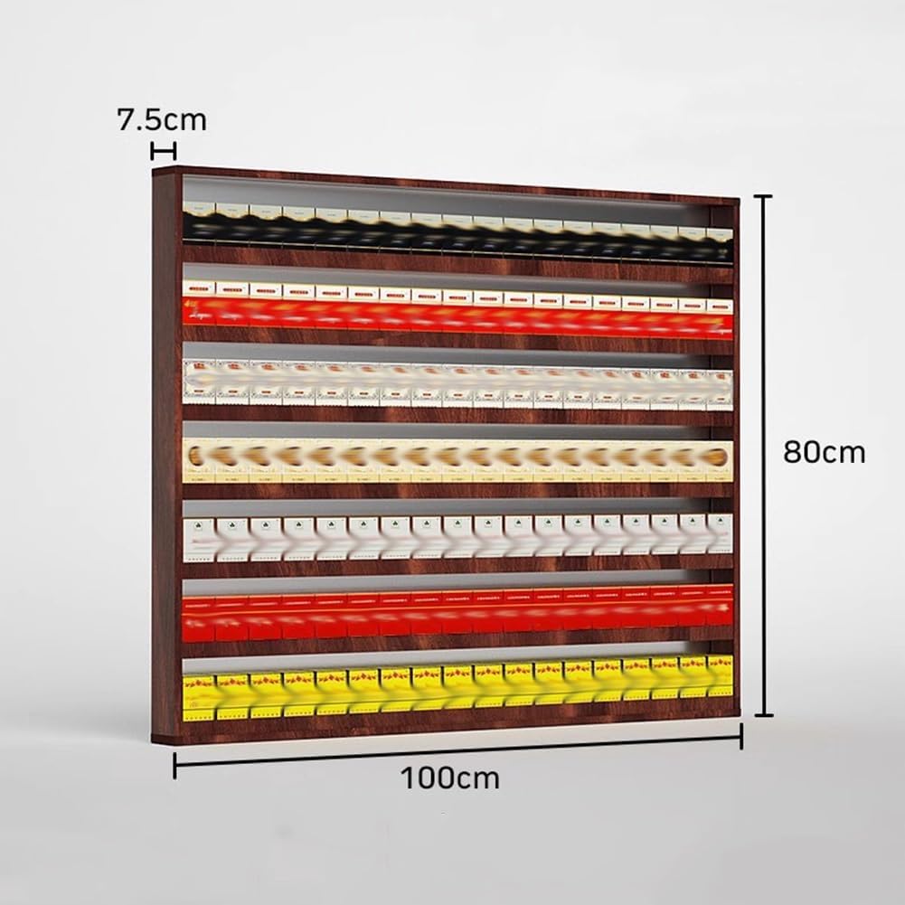 Rygcrud Store Storage Holder - Cigarette Display Shelf, Wall Mounted Blunt Wraps Candy Display Cabinet, Aluminum Alloy Cigarette Organizer Display Racks for Convenience Stores(100x7.5x80 cm)