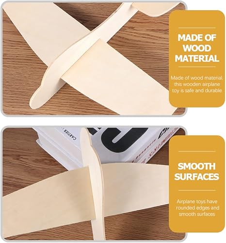 Miniatura 5 de Toyvian 20 piezas de avión de madera sin terminar, avión de madera para pintar, juguetes de avión de madera para proyectos de manualidades escolares